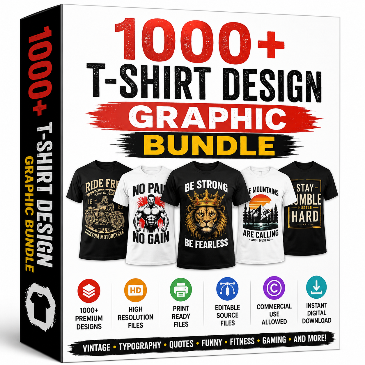 1000+ T-Shirt Design Graphics Bundle (Premium Collection)